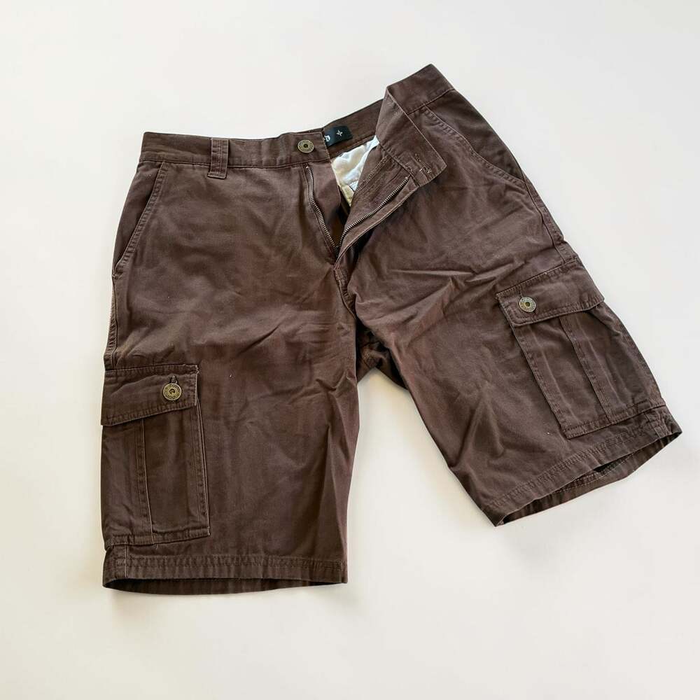 Departed Brown Cotton Y2K Baggy Cargo Shorts